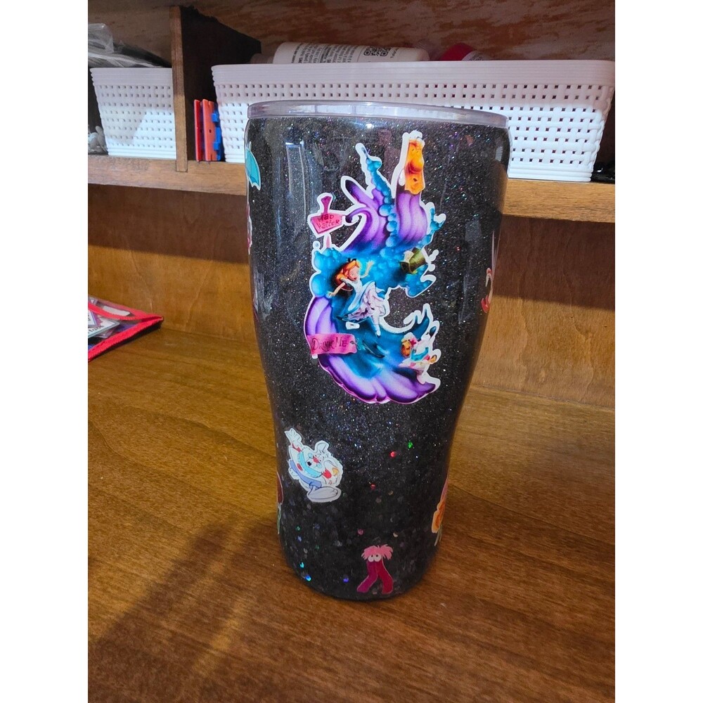 Custom Alice in Wonderland Glitter Tumbler